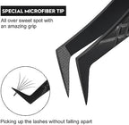 Ms.Queen Fiber Tip Lash Tweezers, Precise Diamond Grip L-Shape Boot Volume Eyelash Extension Tweezers,Black