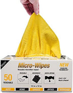 Eurow 200GSM Microfiber Cleaning and Drying Cloths with Dispenser Box, Reusable, Streak-Free, Scratch-Free, Ultra Absorbent, Edgeless for All Surface Types, 12x12in, 50-Pack, Yellow