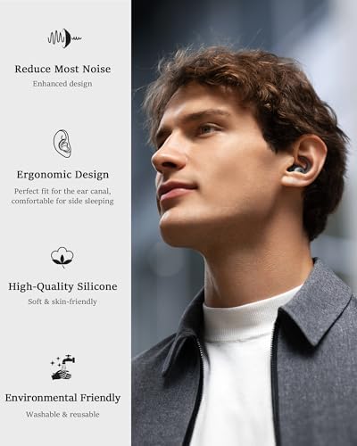 Ear Plugs for Sleeping - Noise Reduction Soft Silicone Earplugs, 2 Pairs Reusable Hearing Protection Earplugs for Noise Sensitivity, Sleep,Travel,Sound Reduction Noise Cancelling - (Black & Silver)