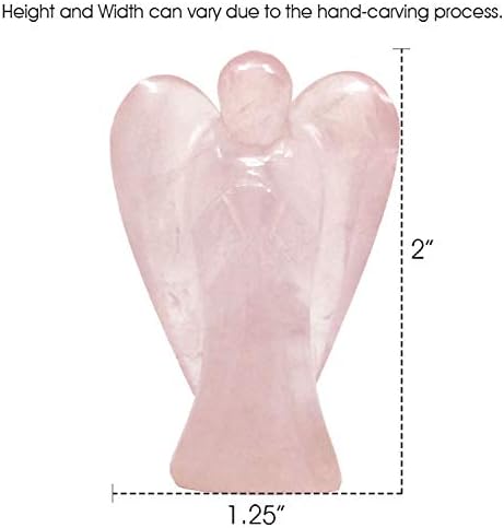 2 Inch Rose Quartz Guardian Angel Figurine Hand-Carved Natural Stone, Known as The Stone of Unconditional Love