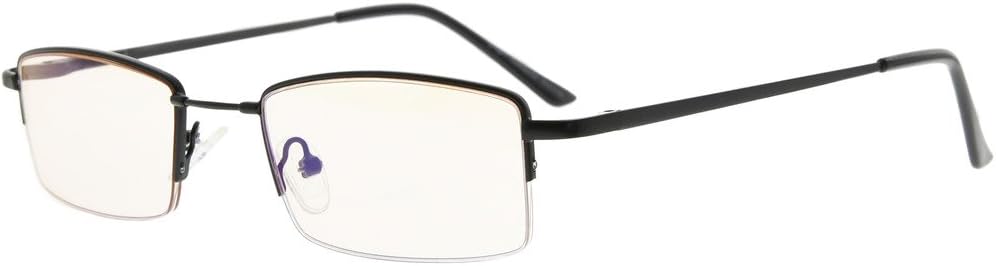 Eyekepper Memory Titanium Bridge Computer Glasses 50% Blue Light Blocking Reading Glasses Amber Tinted Lenses