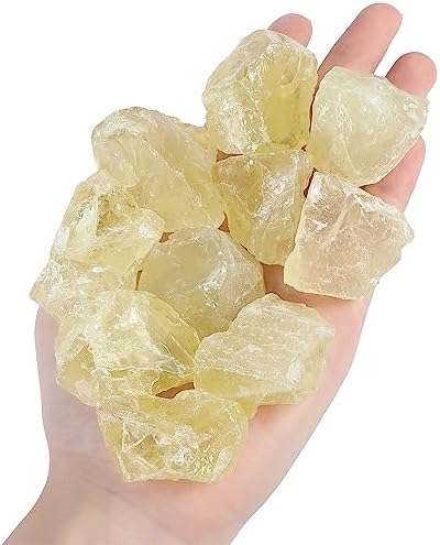 YATOJUZI Yellow Citrine 1lb Bulk Natural Healing Crystals Raw Rough Rocks Stones Sets for Cabbing Tumbling Cutting Lapidary Polishing Reiki Crytsal Healing Wire Wrapping Decoration Gemstone