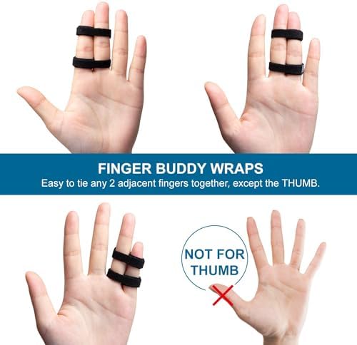 Finger Buddy Wraps, 6 PCS Finger Loops Tapes for Broken, Jammed, Swollen Finger or Dislocated Joint, Splints Brace for Pinky Ring Middle Index Trigger Finger, Toe Strap Bandage