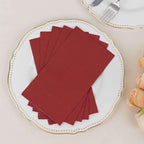 100 Count Burgundy 2-Ply Dinner Napkins, Soft Paper Disposable Party Wedding Reception Cocktail Beverage Napkins 8" x 4"