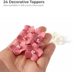 Global Sugar Art Blossom Sugar Wedding Cake Flowers with Pearl Stamens, Dusty Pink, Unwired, 24 Count by Chef Alan Tetreault