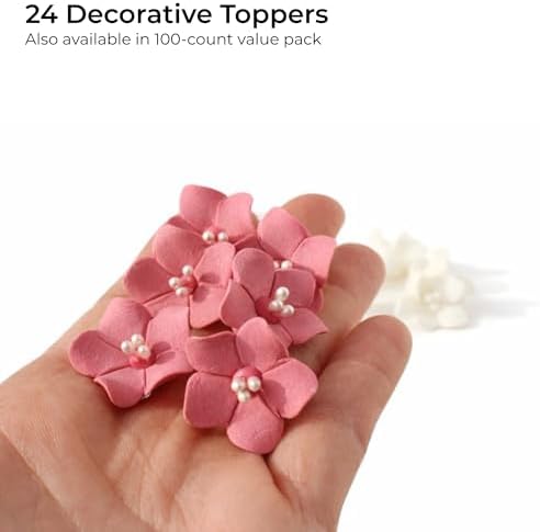 Global Sugar Art Blossom Sugar Wedding Cake Flowers with Pearl Stamens, Dusty Pink, Unwired, 24 Count by Chef Alan Tetreault