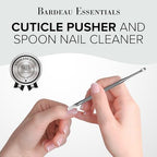 Stainless Steel Nail Cuticle Pusher with Spoon Nail Cleaner - Professional Dual Sided Fingernail Cleaner for Under Nails - Saloon Quality Dual Ended Manicure & Pedicure Tool for Cuticle Care & Nails