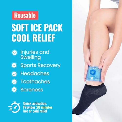 ICEWRAPS Hot & Cold Ice Packs, 3 x 5 in Soft Reusable Gel Packs for Injuries, Headaches, Joints, and Fever Relief, Puncture-Proof Material, 6 Pack, FSA-HSA Eligible