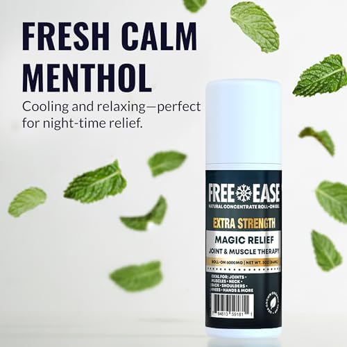 FREE EASE Magic Relief Roller – Nerve Joint and Muscle Pain Relief Roll On – Fast Cooling Therapy for Back, Neck, Shoulder, Knee Pain - Supports Joint Flexibility and Overall Mobility - Made in USA