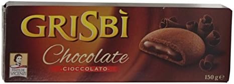 Vicenzi: "Grisbi Chocolate" Italian Shortcrust Biscuits filled with Chocolate Cream * 5.3 Ounces (150g) Package (Pack of 8) * [ Italian Import ]