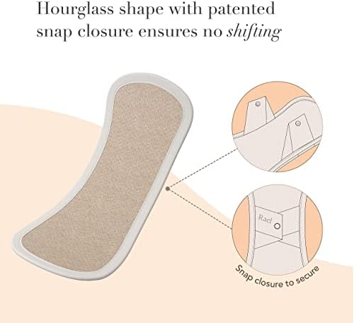Rael Reusable Panty Liners Menstrual, Organic Cotton Cover, Period Essential, Cloth Pantyliner for Women, Washable, Soft and Thin, Leak-Free, Washing Machine Safe (3 Count, White)