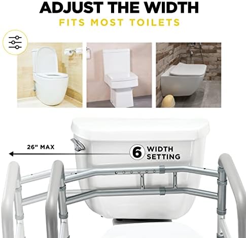 Medical king Toilet Safety Rail - Adjustable Detachable Toilet Safety Frame with Handles Heavy-Duty Toilet Safety Rails Stand Alone - Toilet Safety Rails for Elderly, Handicapped - Fits Most Toilets