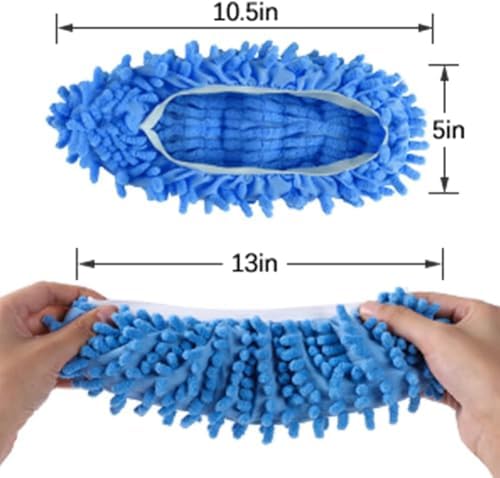 1 Pair Mop Slipper Shoes Cover,Soft Washable Shoes Cover,Reusable Foot Socks for Floor Cleaning,Sweeping Mop Tool for House Kitchen Office-Blue