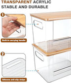 Trash Bag Dispenser 2 Pack, Stackable Acrylic Garbage Bags Dispenser with Bamboo Lid, Extra Large Clear Under Sink Organizer for 13/30/33 Gallon Bags, Kitchen, Cabinet, Laundry Room Storage