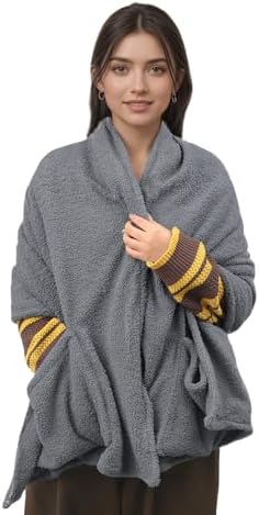 Womens Wearable Blanket Cozy Fleece Oversized Pockets Shawl Poncho Cape Winter Plush Warm Shoulder Wrap Cloak Shrug