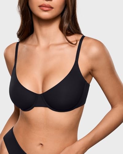 INLYRIC Women's Inbarely Plus Demi Balconette Bra No Padding Unlined Underwire Comfort Tshirt Supportive Everyday Bras