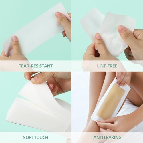 200 Pcs Large Non Woven Wax Strips and 50 Pcs Wooden Wax Sticks Kit, Body and Facial Hair Removal Waxing Strips Soft Waxing Paper Sheets