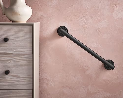 Moen Iso Matte Black Bathroom Safety 18-Inch Stainless Steel Modern Shower Grab Bar for Handicapped or Elderly, YG0718BL