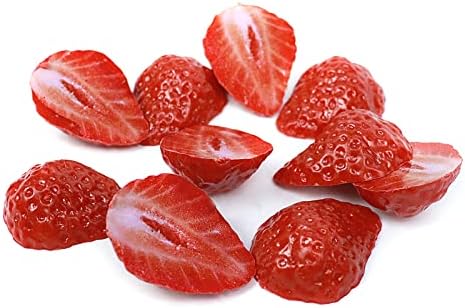 FKYzixeh Artificial Strawberry Blocks, Fake Fruit Decorations for Home, Parties, Tables and Vase Filling, Photography Props (10 Pcs Half Strawberries)