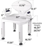 Vaunn Medical Shower Chair Bath Seat with Padded Arms, Removable Back and Adjustable Legs for Bathtub Safety (Wide Chair With Arms)