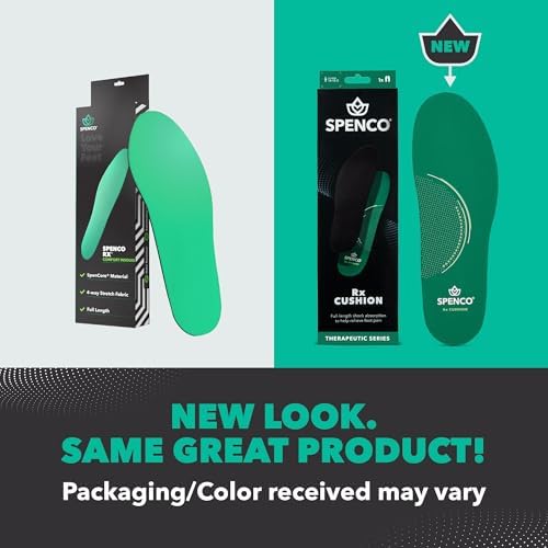 Spenco Rx Comfort Thin Lightweight Cushioning Orthotic Shoe Insole, Green Women's 9-10.5/Men's 8-9.5