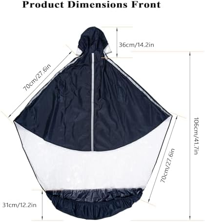 Wheelchair Poncho Cover Breathable & Waterproof Wheelchair Rain Cape Cover for Adults with Semi-Transparent Hood and Waterproof Zipper,Mobility Scooter & Electric Wheelchair Accessories,Universal Fit
