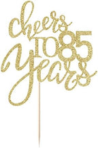 Gold Glitter Cheers to 85 years Cake topper, Happy 85th Birthday Cake Decorations,Perfect for 85 Years Cake Decorating,Wedding/Anniversary Party Decorating supplies.