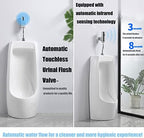 Automatic Touchless Urinal Flush Valve, Motion Sensor Copper, Three Outlet Pipes, Wall Mounted&Adjustable Water Flow, DC 6V, Ideal for Public Restrooms, English Installation Guide
