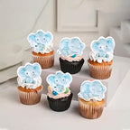 60 PCS Edible Blue Elephant Cupcake Toppers It's a Boy Baby Shower Cupcake Picks Edible Elephant Cake Decorations for Elephant Theme Baby Shower Kids Boys Birthday Party Food Decorations Supplies