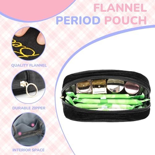 Flannel Sanitary Napkin Storage Bags Menstrual Cup Pouch Portable Zipper Nursing Pad Holder Tampons Collect Bags Feminine Menstruation First Period Kit Bag for Women Red