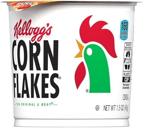 Kellogg's Corn Flakes Breakfast Cereal, 8 Vitamins and Minerals, 1.5 oz Cup
