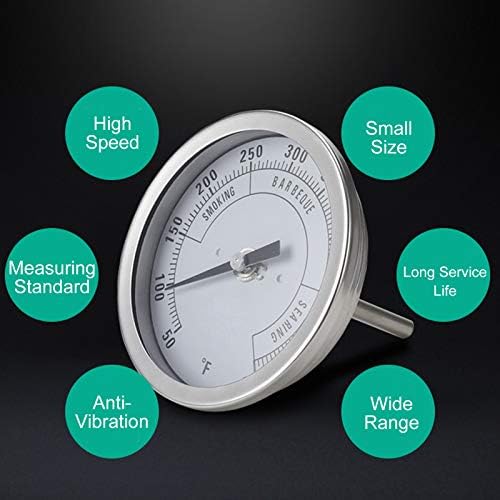 Oven Thermometer 50-550℉, 3in Adjustable NPT 1/2in Stainless Steel Pointer Thermometer, Large Dial Thermometer Gauge for Barbecue Grill Oven