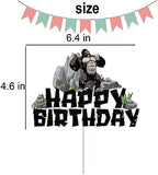 Gorilla Cake Topper for Boys Girls Adults Happy Birthday Safari Jungle Animal Ape Party Decorations Supplies Glitter Gorilla Birthday Cake Decorations
