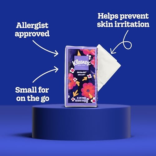 Kleenex On-The-Go Facial Tissues, 8 On-The-Go Packs, 10 Tissues per Box, 3-Ply (80 Total), Packaging May Vary