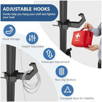 Foldable IV Pole Stand, Portable Telescoping Floor Stand with 4 Hooks, Height Adjustable, Travel Infusion Pole for Home Care, Hospitals, Nursing Homes and When Traveling