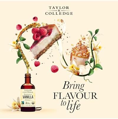 Taylor & Colledge Organic Madagascan Vanilla Extract, Fairtrade, ACO Certified Organic, Pure Vanilla Flavoring for Baking & Cooking, 1.7 fl oz (50ml)