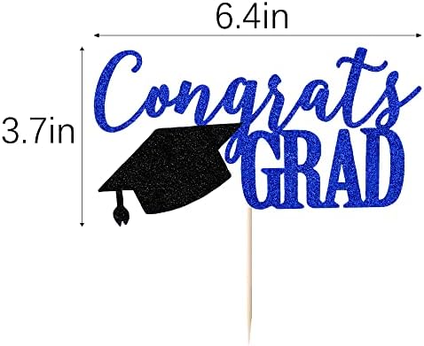 PALASASA Congrats Grad Cake Topper, 2025 Graduate Party Decorations (Blue 6.6inch)