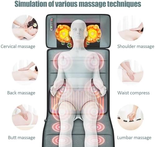 Full Body Massage Mat with Heat | 3D Lumbar Traction & Relaxation | Shiatsus Neck Massager with Massage Points | Electric Massage Pad with Timer | Body Stretching & Circulation fit 1.4 m-9.m