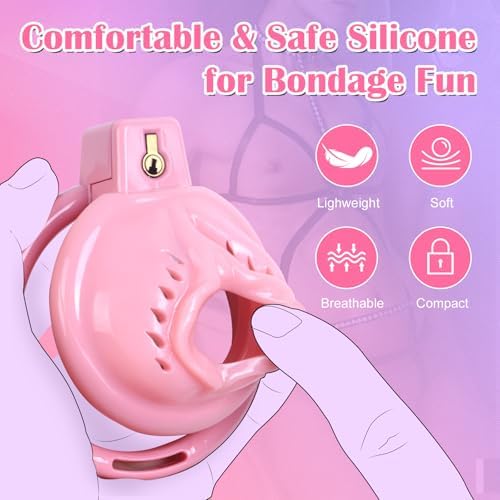 Chastity Cage Male Cock Cage - ACUMUM Soft Silicone Chastity Devices Adult Toys, Inverted Male Chasity Cages, Sex Bondage Toys for Men Sissy Chastity Cage Flat Penis Cage Clitoris Pink