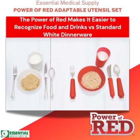 Essential Medical Supply Power of Red Rocker Knife - Adaptive Independence Aid for Easy Cutting and Eating for Seniors and the Elderly - 1 Piece