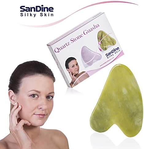 Guasha Scraping Massage Tool – Jade Gua Sha Board - Traditional Scraper Tool for Anti-Aging - Natural Stone Aventurine Guasha - for Silky Smooth and Beautiful Skin - By Sandine