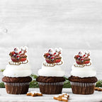 50 PCS Edible Santa Claus Cupcake Toppers Merry Christmas Cake Toppers Wafer Paper Santa Claus Party Decorations for Merry Christmas Theme Holiday Baby Shower Birthday Party Cake Decorations Supplies