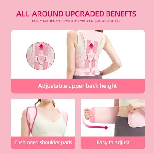 Posture Corrector for Women and Men, Back Straightener Posture Brace for Pain Relief, Back Belt Support with Adjustable Shoulder Straps and Height for Scoliosis Hunchback