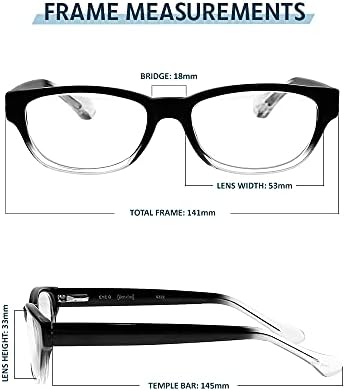 Clear Glass Reading Glasses Real Glass Lenses in Stylish Acetate Frame Available in Reading Magnification +0.25 to +3.00 (+0.25)