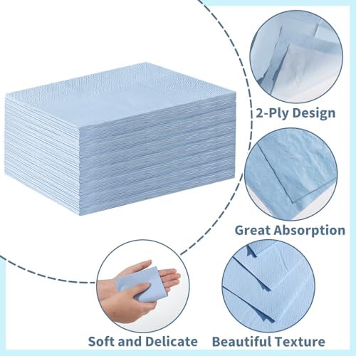 NatNarr 60 Pcs Light Blue Napkins, Disposable Blue Dinner Napkins Decorative Paper Hand Towels for Bathroom Paper Napkin for Wedding, Baby Shower, Bathroom, Kitchen