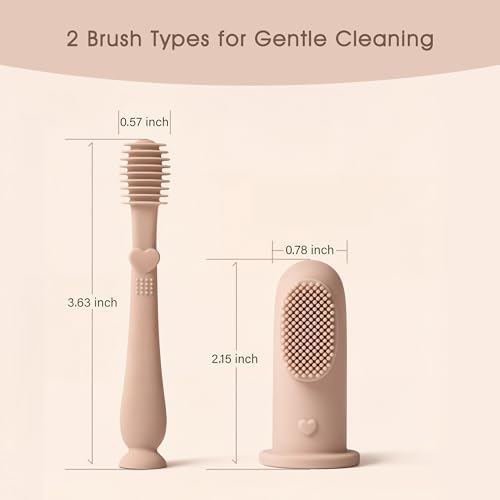 Moonkie Baby Finger Toothbrush Tongue Oral Cleaner Kit for 3 Months +, 2 Pcs (Mint)