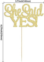 Gyufise 1Pcs Gold She Said Yes Cake Topper for Engagement Bridal Shower Wedding Shower Proposal Bachelorette Party Decorations Supplies