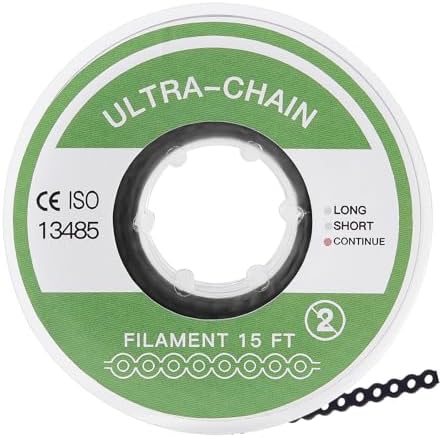 JMU Dental Orthodontic Power Chain Multicolor Spool Elastic Rubber Bands for Teeth Braces (Closed) 15Feet/ Roll, Black
