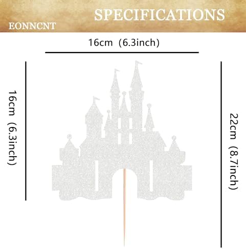 Castle Cake Topper - Silver Glitter Castle Theme Birthday Cake Decorating Supplies, Princess Prince Baby Shower Birthday Party Supplies Photo Booth Props