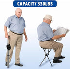 FATTCHIAR Walking Cane with Seat, Adjustable Height 34"-38" Cane Chair Capacity 220lbs, Folding Lightweight Portable Stool for Adults Seniors